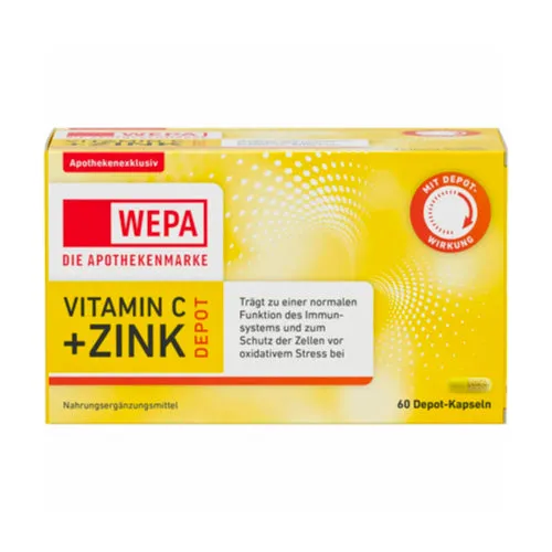 Cápsulas de depósito de zinco WEPA Vitamina C +