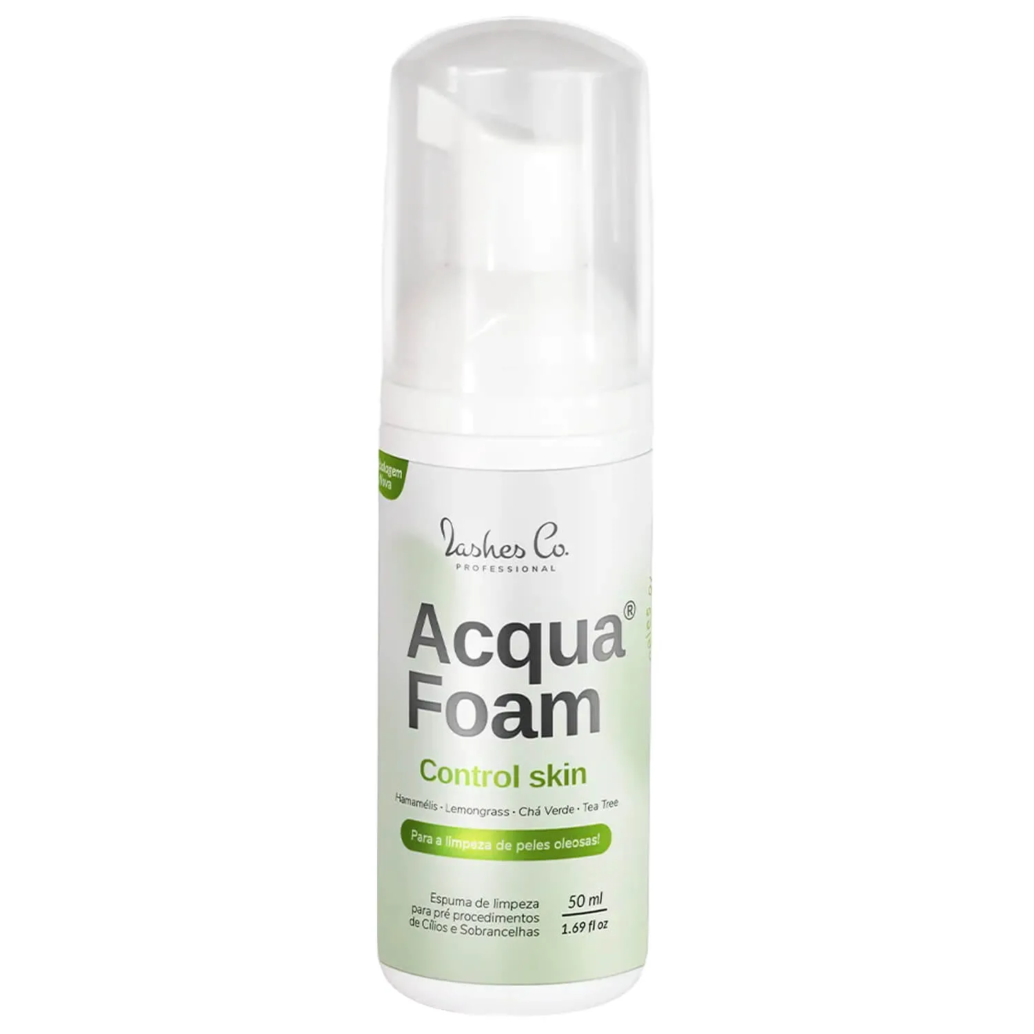 Acqua Foam Control Skin Lashes Co Espuma Limpeza Pele Oleosa Cílios Sobrancelhas 50ml