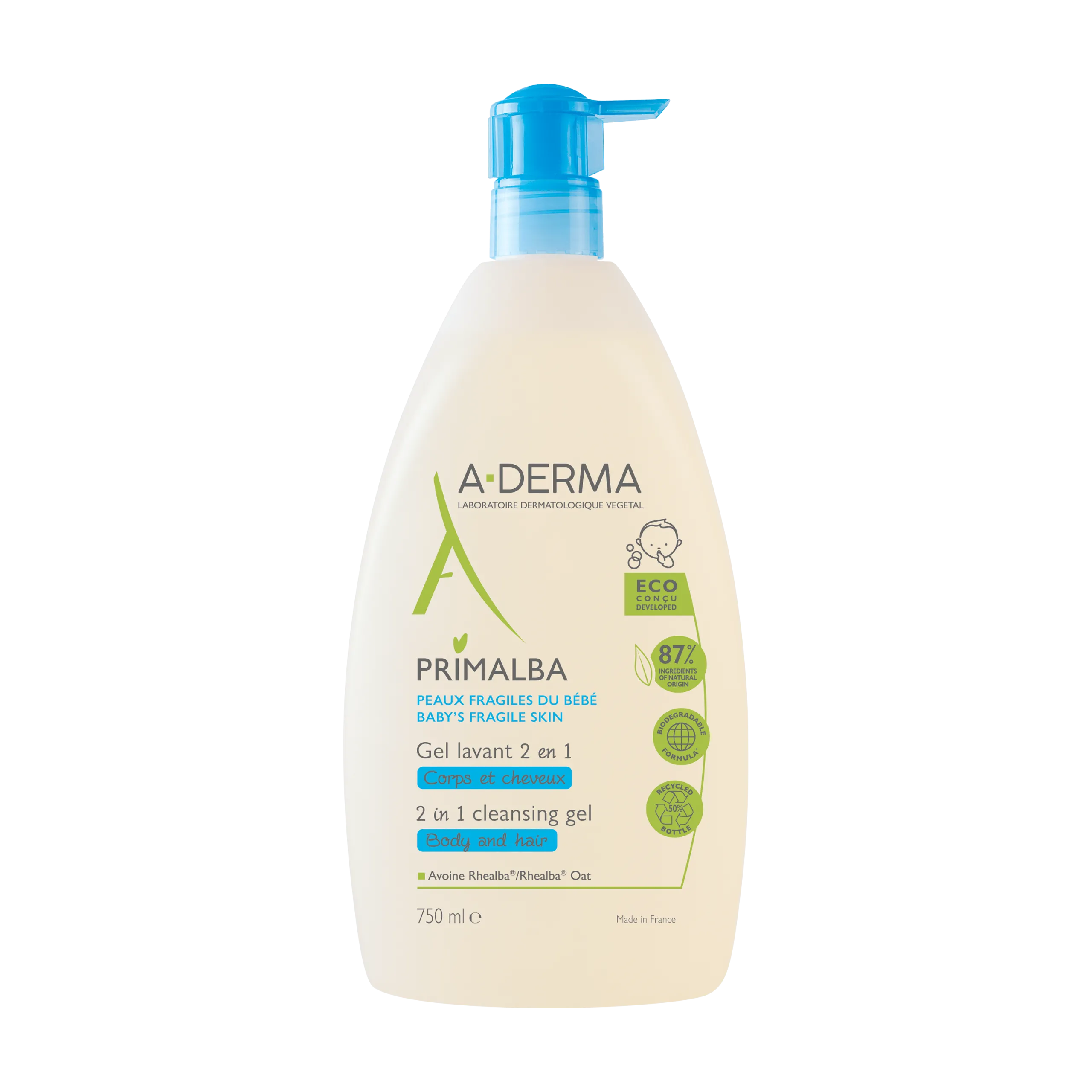 A-Derma Primalba Gel Lavante Corpo e Cabelo 750 mL