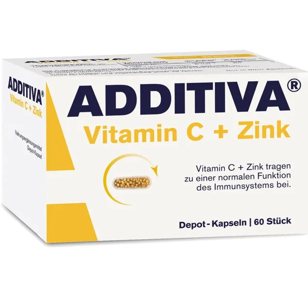 Additiva vitamina c + zinco depósito 300 mg cápsulas 60 tampa