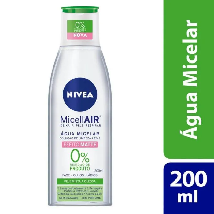 Água Micelar Nivea Micellair Solução De Limpeza 7 Em 1 Efeito Matte 200mL Nivea