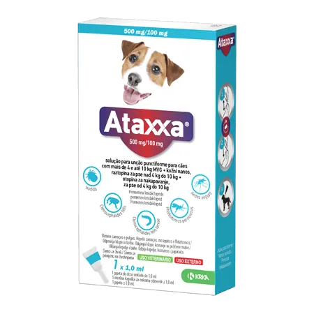 Ataxxa 500/100mg Cão 4-10kg x 1 Pipeta