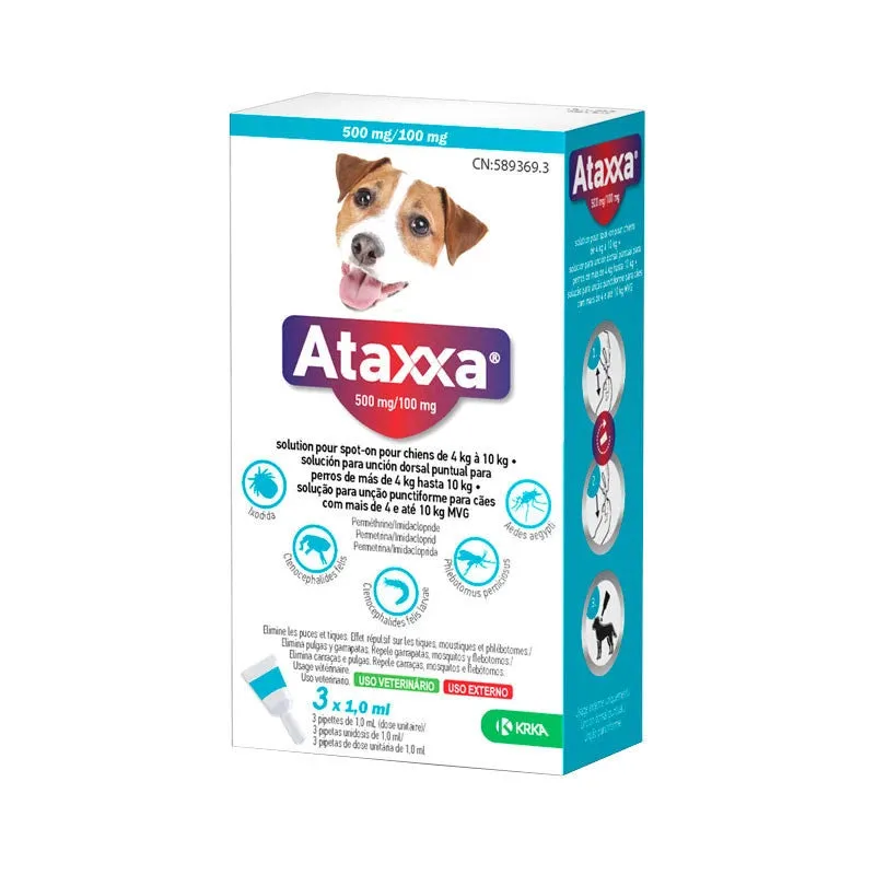Ataxxa 500/100mg Cão 4-10kg x 3 Pipetas