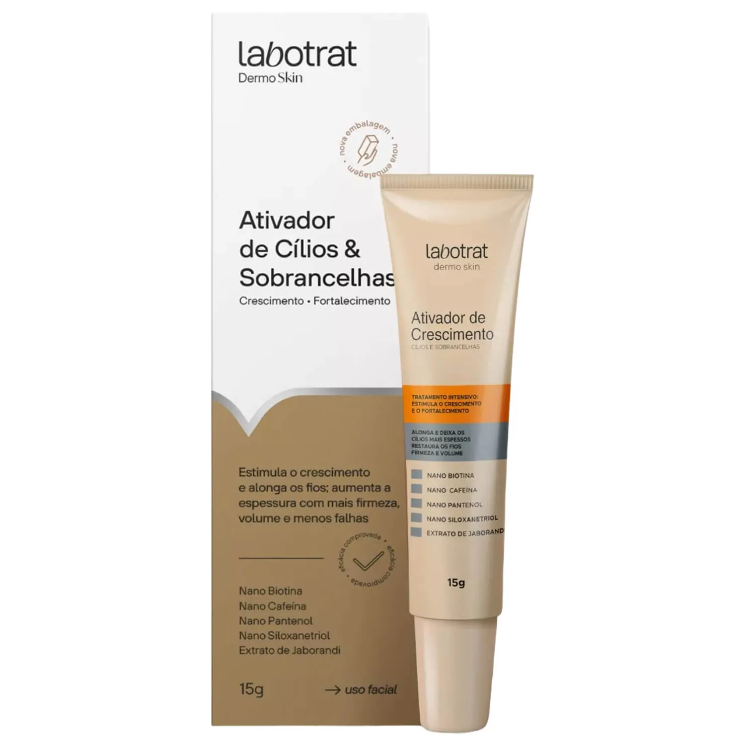 Ativador de Cílios e Sobrancelha Labotrat Dermo Skin Crescimento Fortalecimento dos Fios 15g