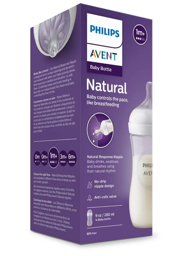 Philips Avent Biberão Natural Response +1 meses 260 mL Branco