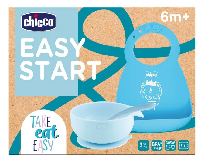 Chicco Conjunto de Papa Silicone +6 meses Azul