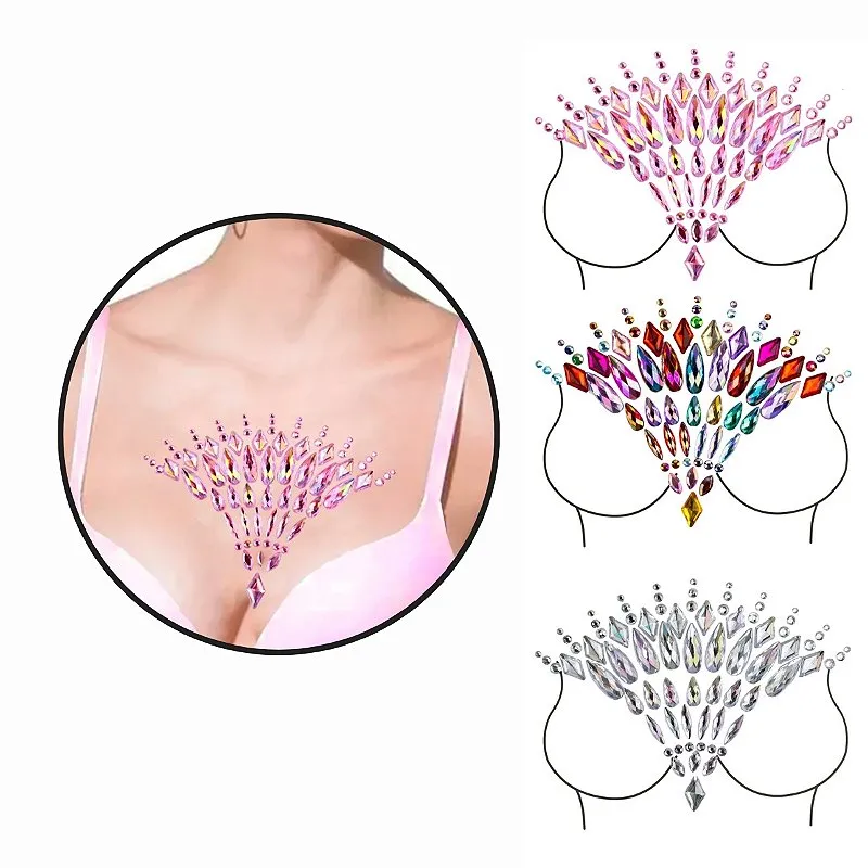 Adesivo de Seios Colo Pedraria Strass Carnaval Colorido