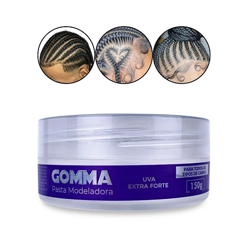 Gomma Pasta Modeladora Transparente Extra Forte Penteado Cabelo Definição Prolongada Hidratação Antifrizz Uva 150g Yelsew