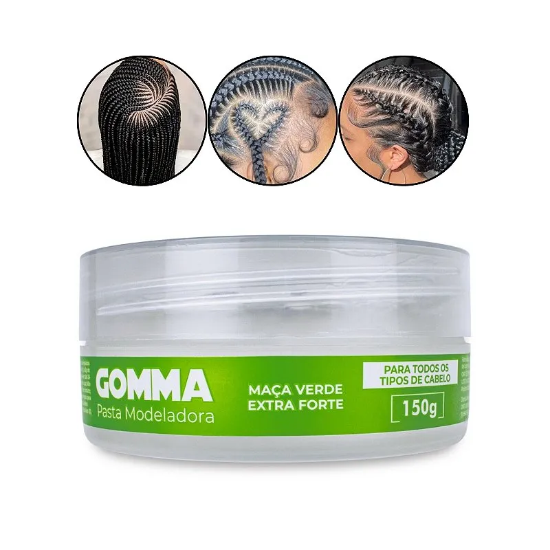 Gomma Pasta Modeladora Transparente Extra Forte Maçã Verde Cabelo Penteado Hidratação Antifrizz Definição Prolongada 150g Yelsew