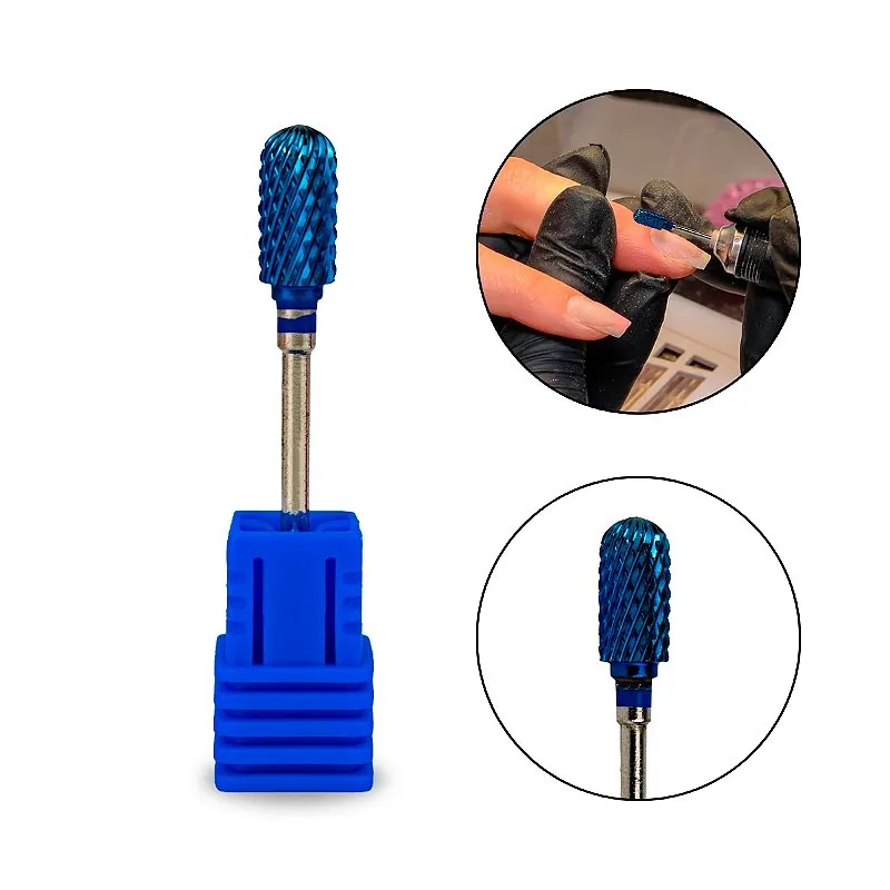 Broca Tungstênio M-Blue Large Barrel Ball Azul Manicure Unha Gel Fibra Alongamento Remoção Manutenção Profissional