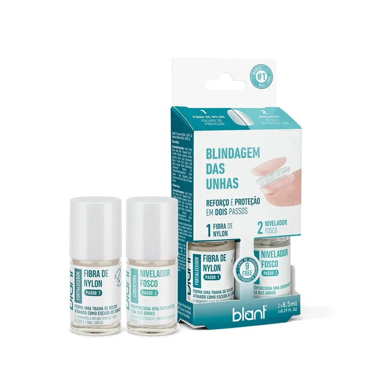 Blindagem das Unhas Blant Kit Fibra de Nylon + Nivelador Fosco 8.5ml