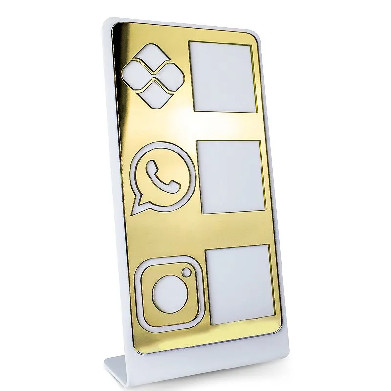 Placa Porta QR Code Vertical Pix WhatsApp Instagram Branco