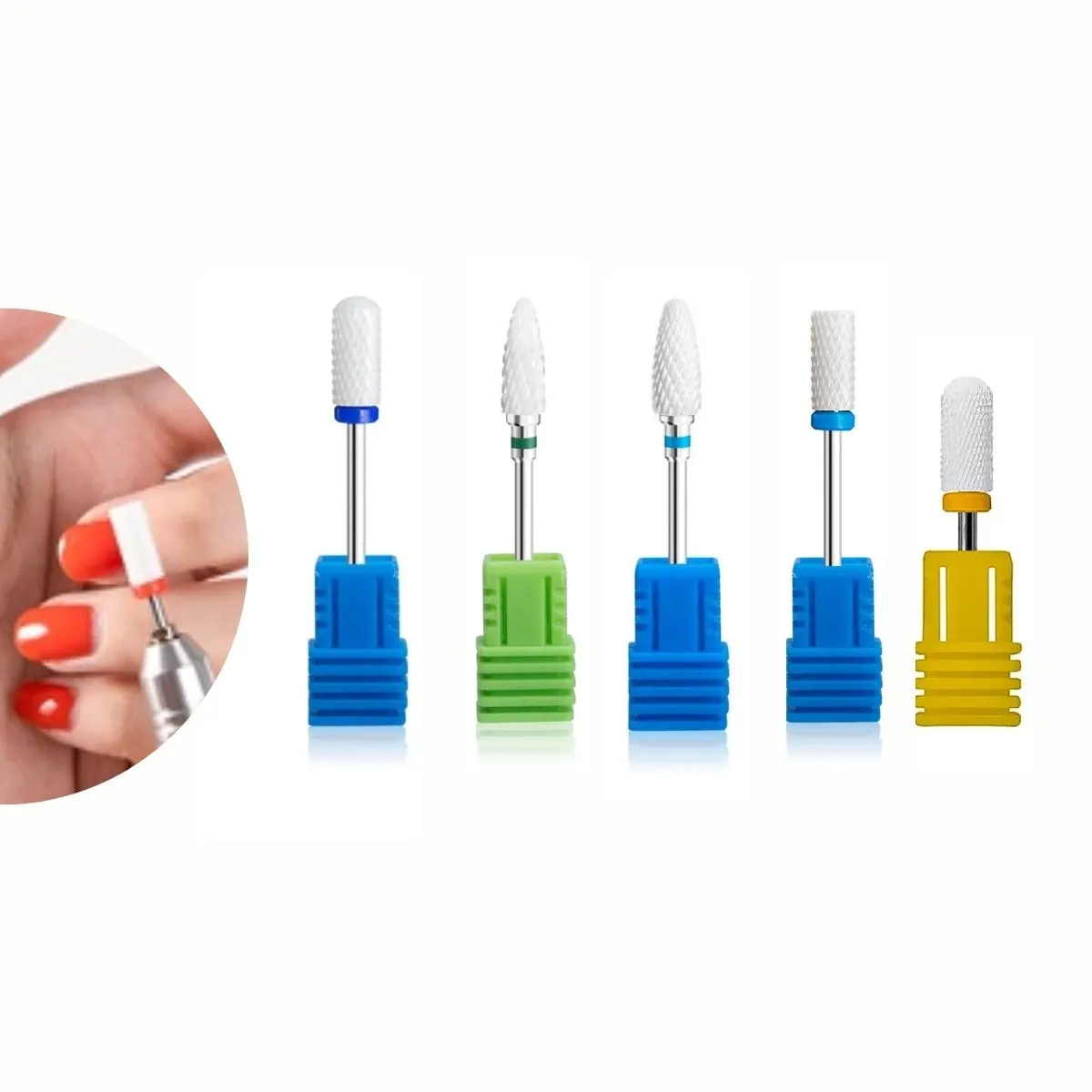 Brocas Cerâmica Unhas Acrigel Gel Porcelana - 5 Unidades