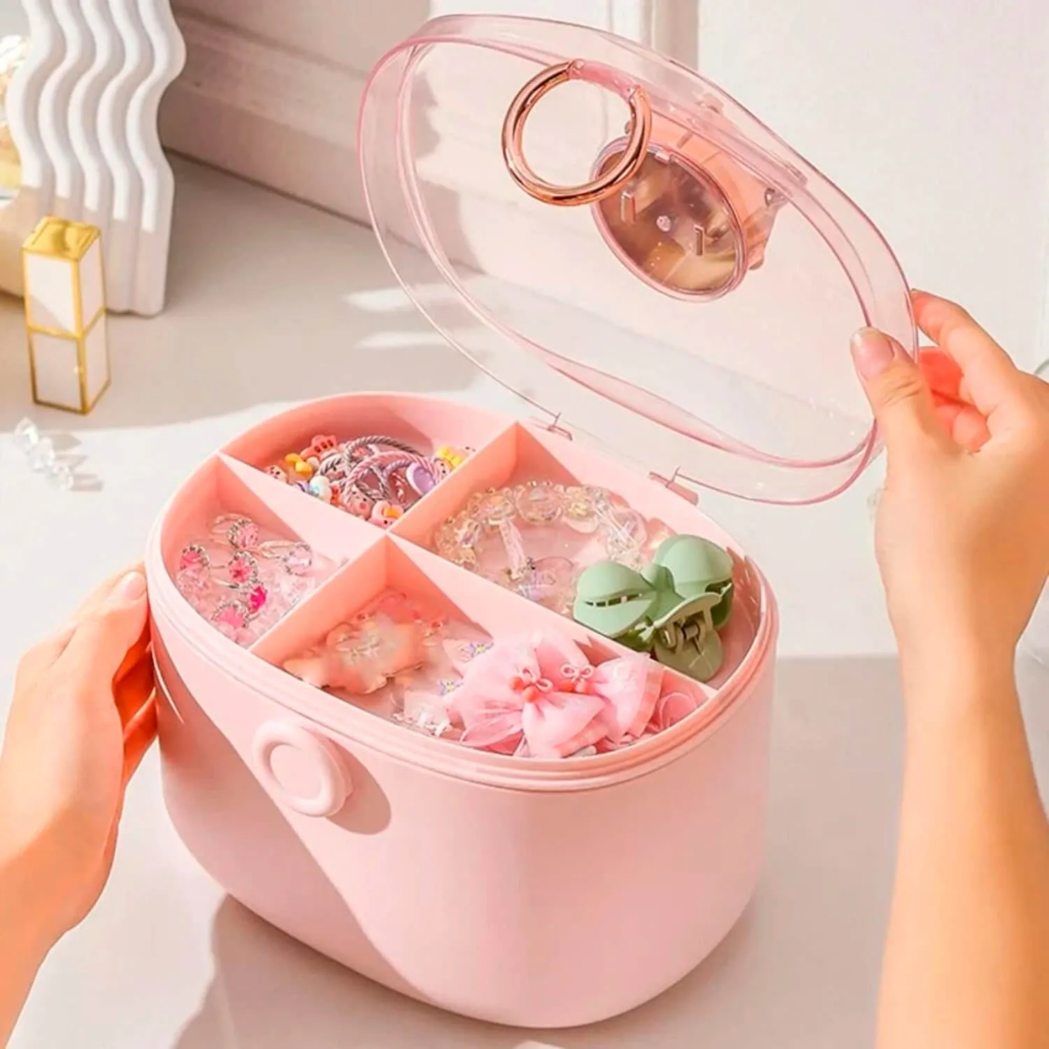 Caixa Organizadora Plástica para Acessórios com Bandeja Removível