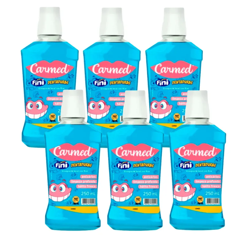 Carmed Enxaguante Bucal Carmed Fini Dentadura 250ml pack com 6 unidades