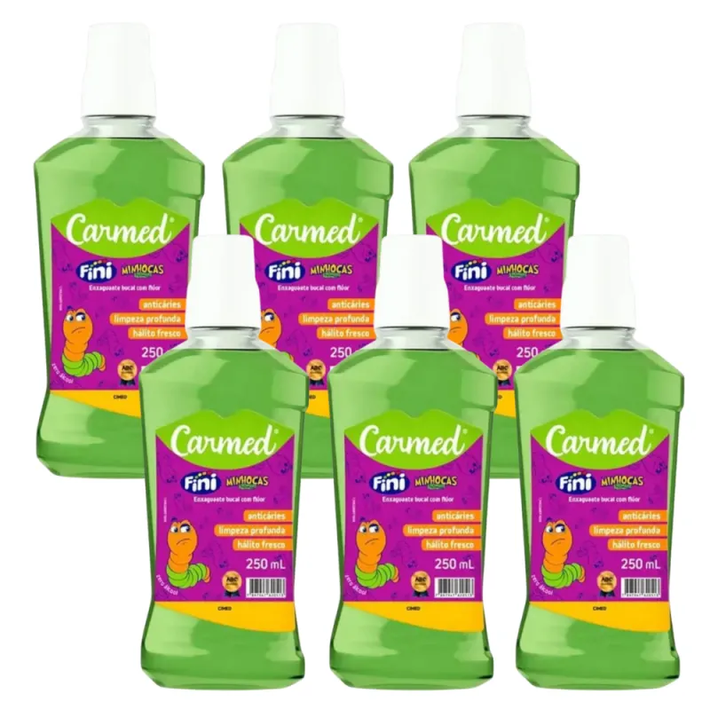 Carmed Enxaguante Bucal Carmed Fini Minhoca 250ml pack atacado com 6 unidades