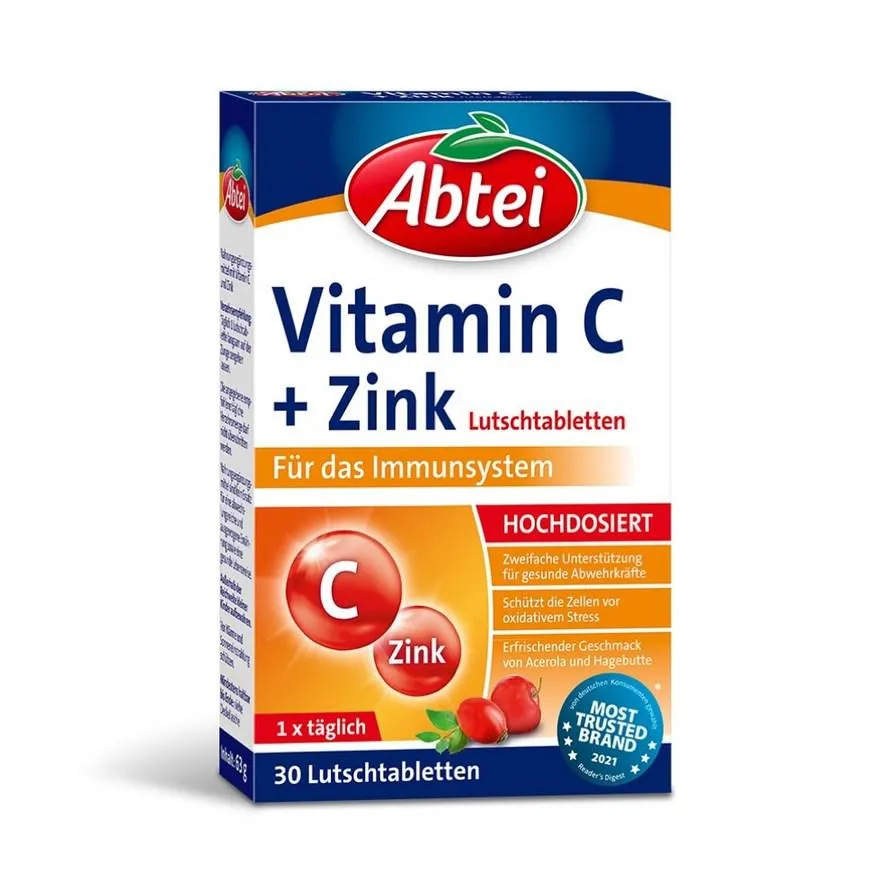 Abtei vitamina c mais pastilhas de zinco 30 tampa
