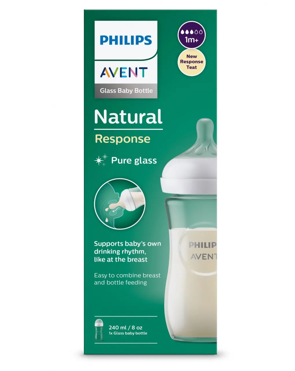 Philips Avent Biberão Natural Response +1 meses 240 mL Vidro