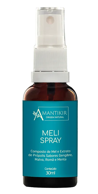 Amantikir Meli Spray - Extrato de Própolis e Mel Sabor Menta, Malva e Gengibre 30ml