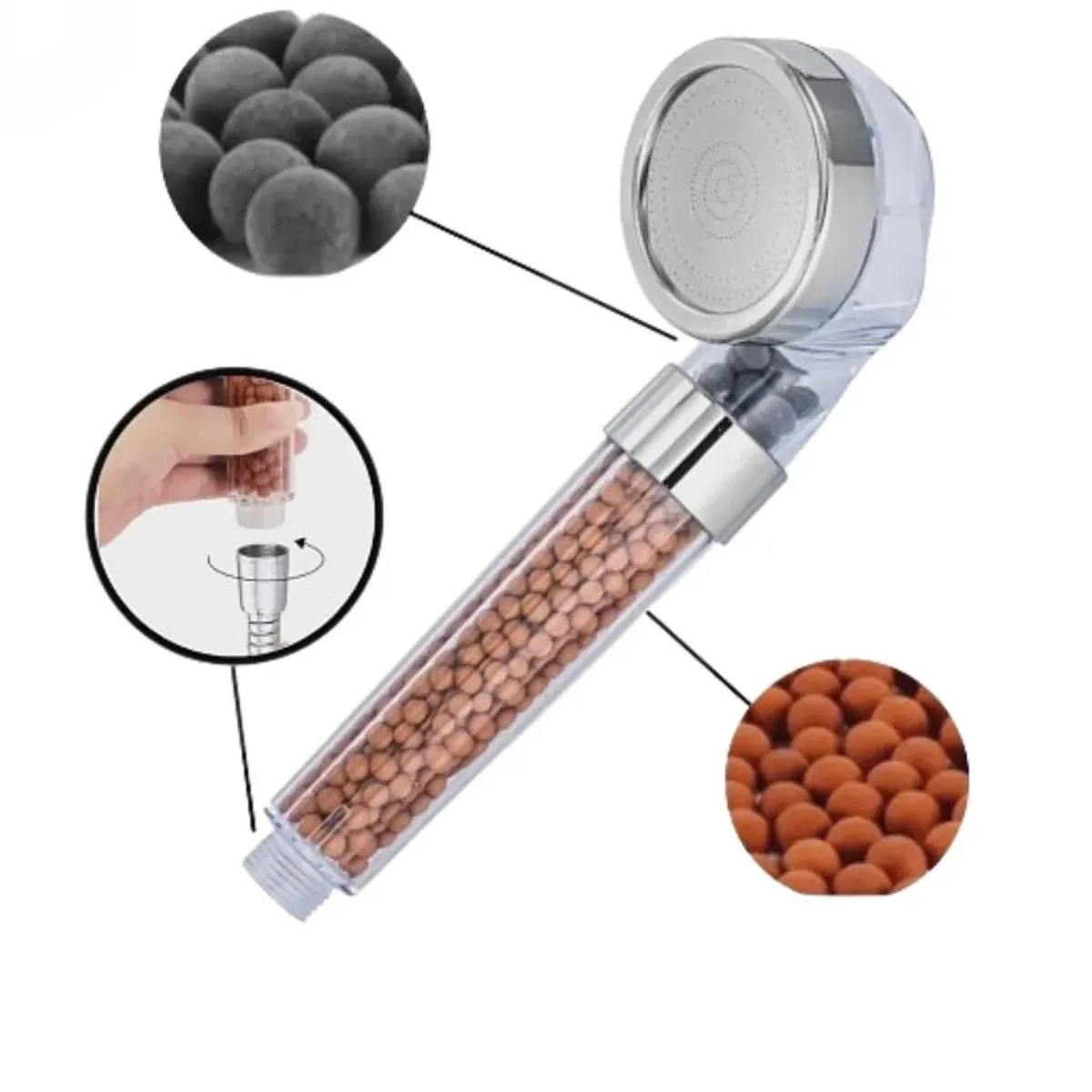 Ducha Para Chuveiro Lavatório Purificadora De Água Com Pedra Biotivada - Tamanho Médio 1 Un