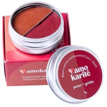 AmoKarité Batom Cremoso Multifuncional 3 em 1 - DUO Pecan + Goiaba 3g
