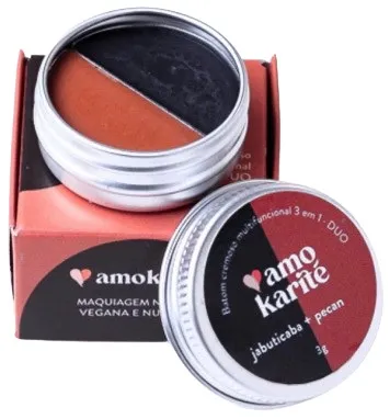 AmoKarité Batom Cremoso Multifuncional 3 em 1 - DUO Jabuticaba + Pecan 3g