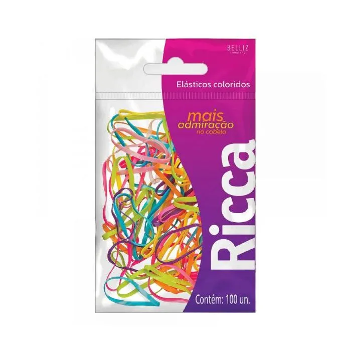 Elástico De Cabelo Ricca Invísivel Colorido 100 Unidades