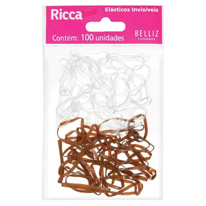 Elástico De Cabelo Ricca Invísivel Sortido 100 Unidades