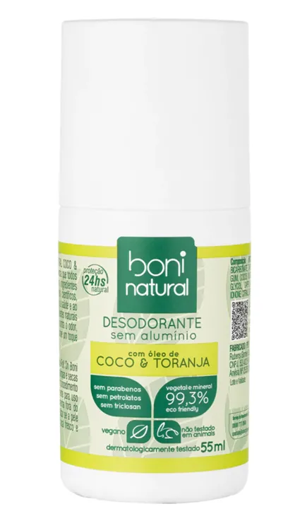 Boni Natural Desodorante Coco e Toranja Roll-on 55ml