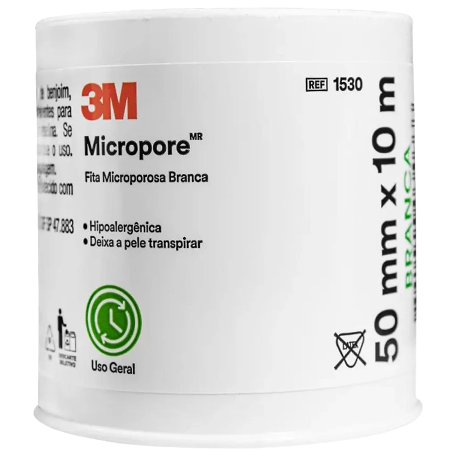 Fita Micropore Multiuso 3M Respirável Hipoalergênico Livre de Látex 50mm 10m Branca