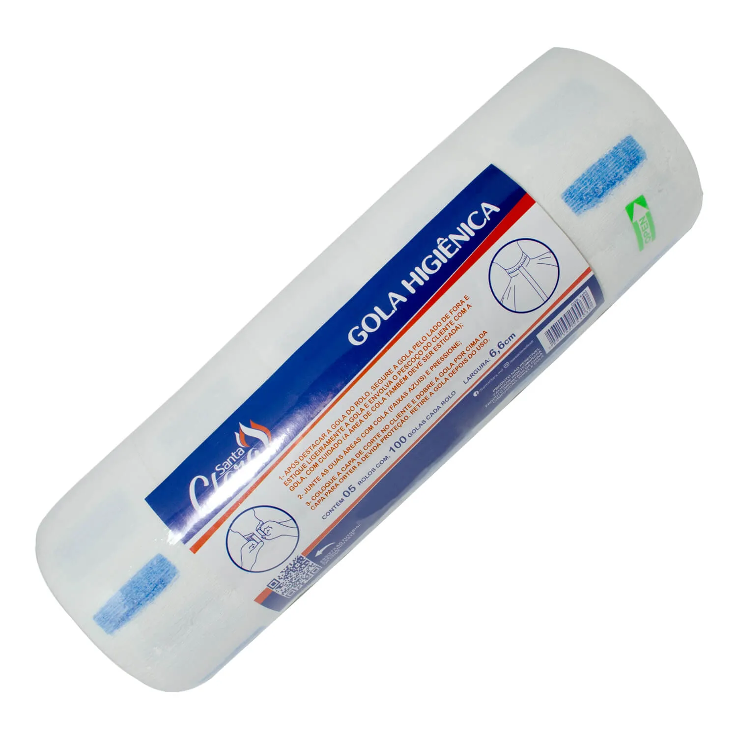 Gola Higiênica Descartável Santa Clara Largura 6,6cm Kit 5 Rolos com 100un