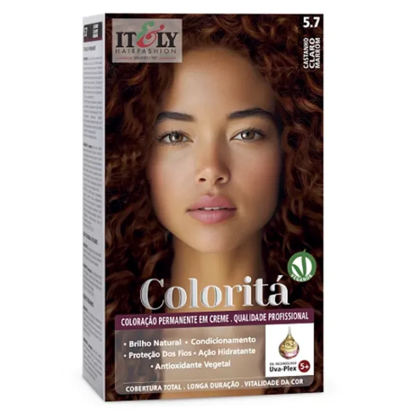 Itely Coloração Hair Fashion Profissional Permanente em Creme Coloritá 5.7 Castanho Marrom Claro