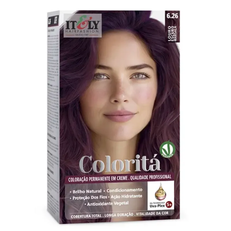 Itely Coloração Hair Fashion Profissional Permanente em Creme Coloritá 6.26 Louro Escuro Marsala