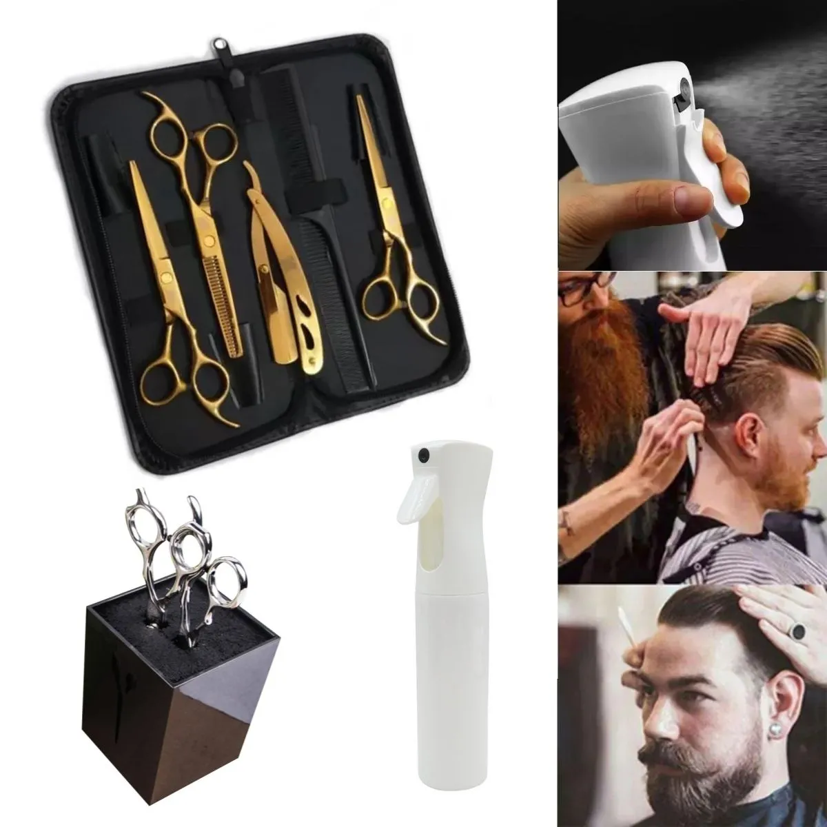 Kit 3 Tesouras 6.0 Obopekal + Borrifador + Porta Tesoura