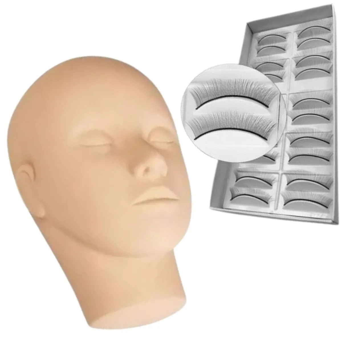 Kit Cabeça De Silicone + 10 Pares Cílios