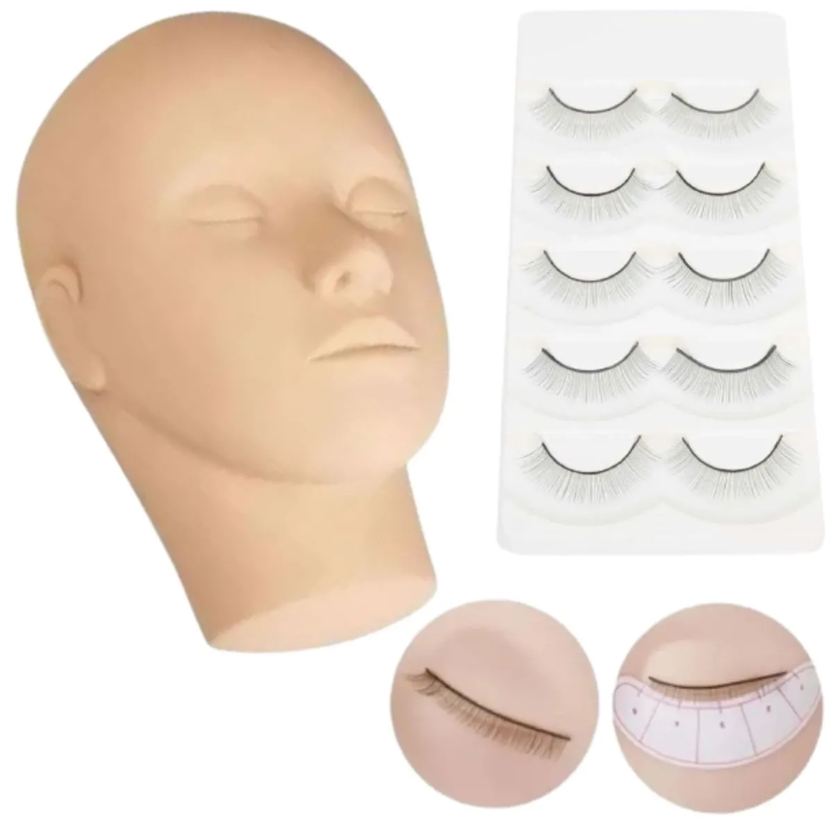 Kit Cabeça De Silicone + 5 Pares Cílios
