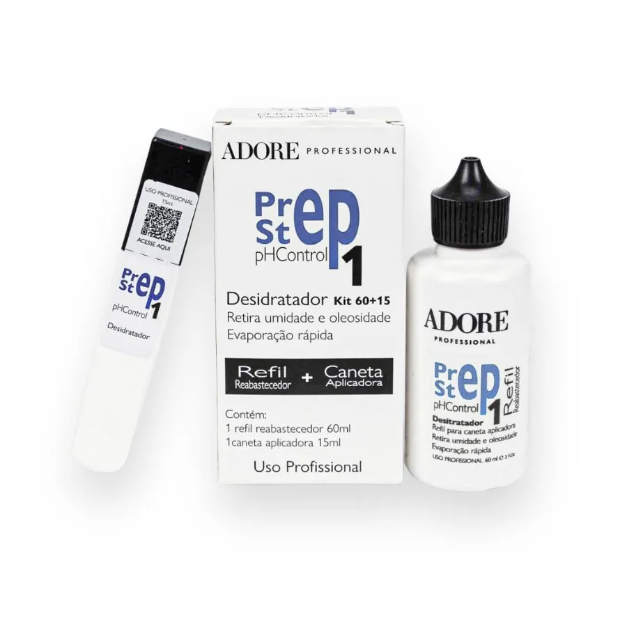 Kit Caneta e Refil Prep Step 1 PH Control Desidratador 60ml + 15ml - Adoregel