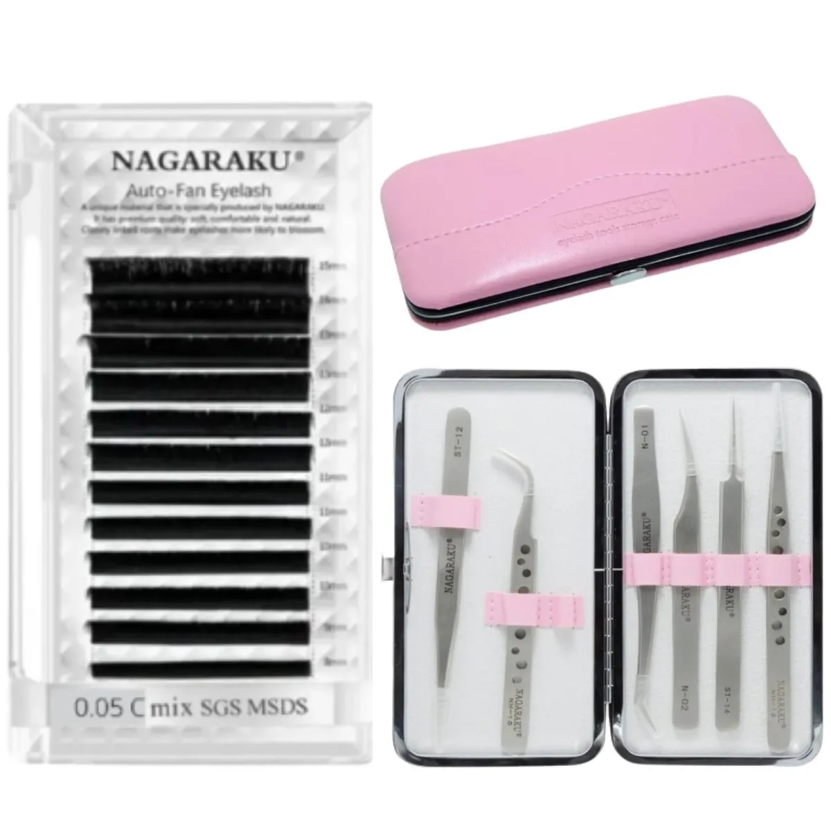 Kit Estojo Com Pinça De Cílios Nagaraku + Cílios Auto-Fan Eyelash