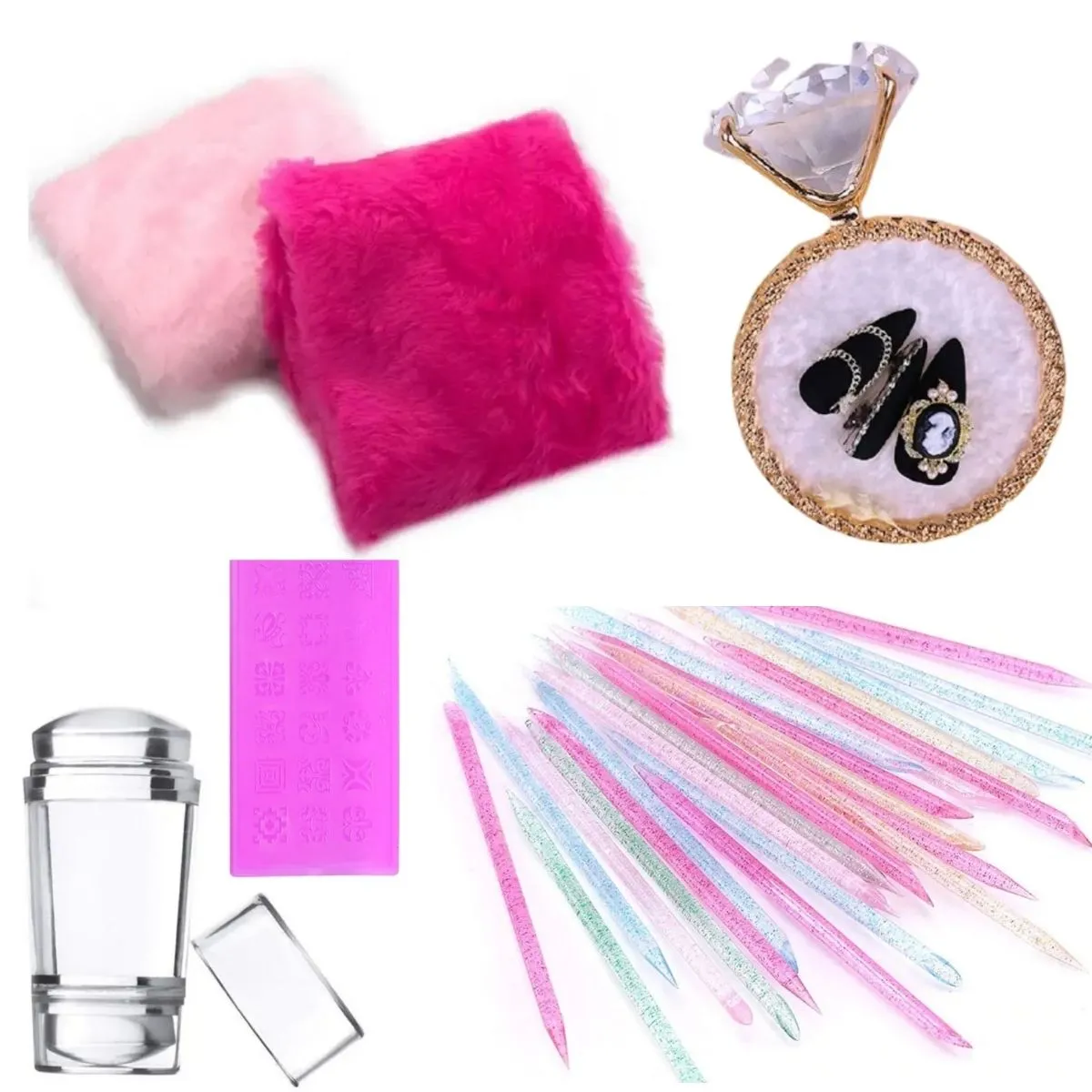 Kit Para Unhas Manicure Prof Tapete + Carimbo + Palitos