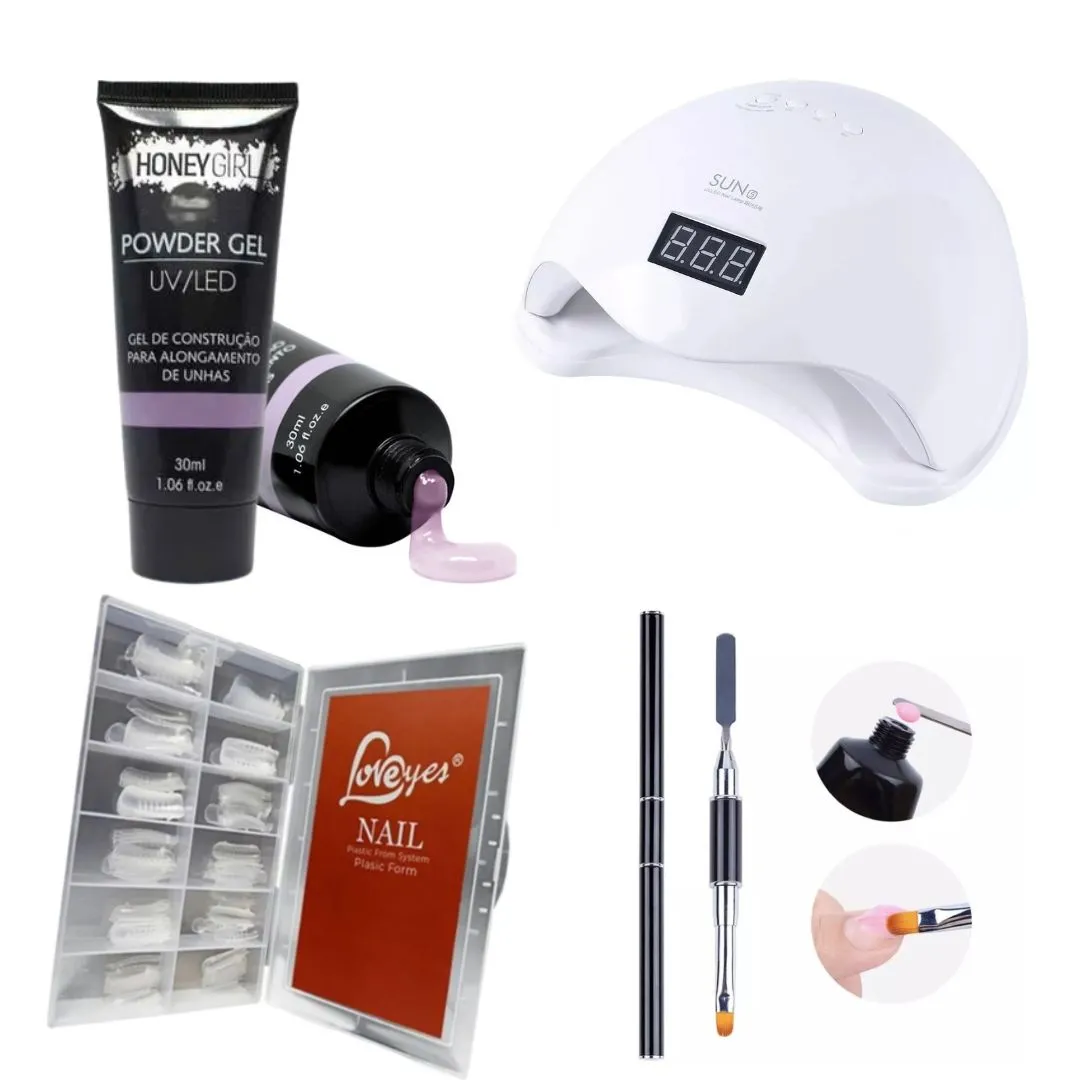 Kit Polygel Cabine R9 Polygel Espátula E Molde F1 Para Unhas