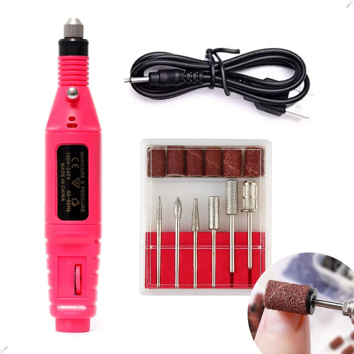 Lixadeira Elétrica Para Unhas Gel Acrigel Porcelana Natural com Brocas