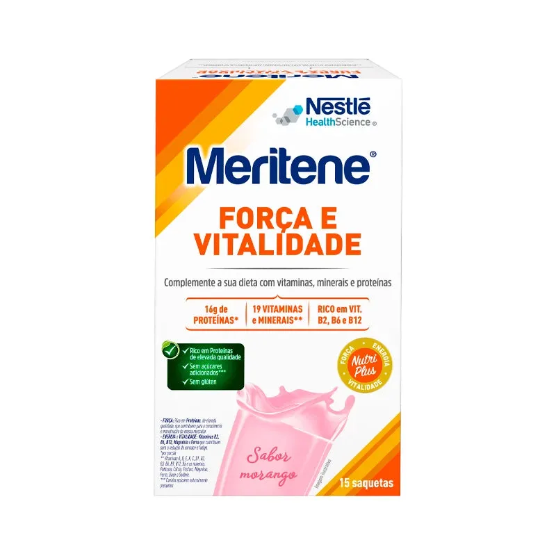 Nestlé Meritene Força e Vitalidade Morango 15x30g Saquetas