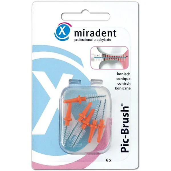Miradent Pic -Brush Brush Interdental Brushs Orange Conional 2.5 - 5,0mm 6 PCs