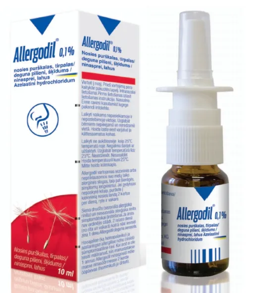Allergodil, 1 mg/mL Solução Pulverização Nasal 10 mL