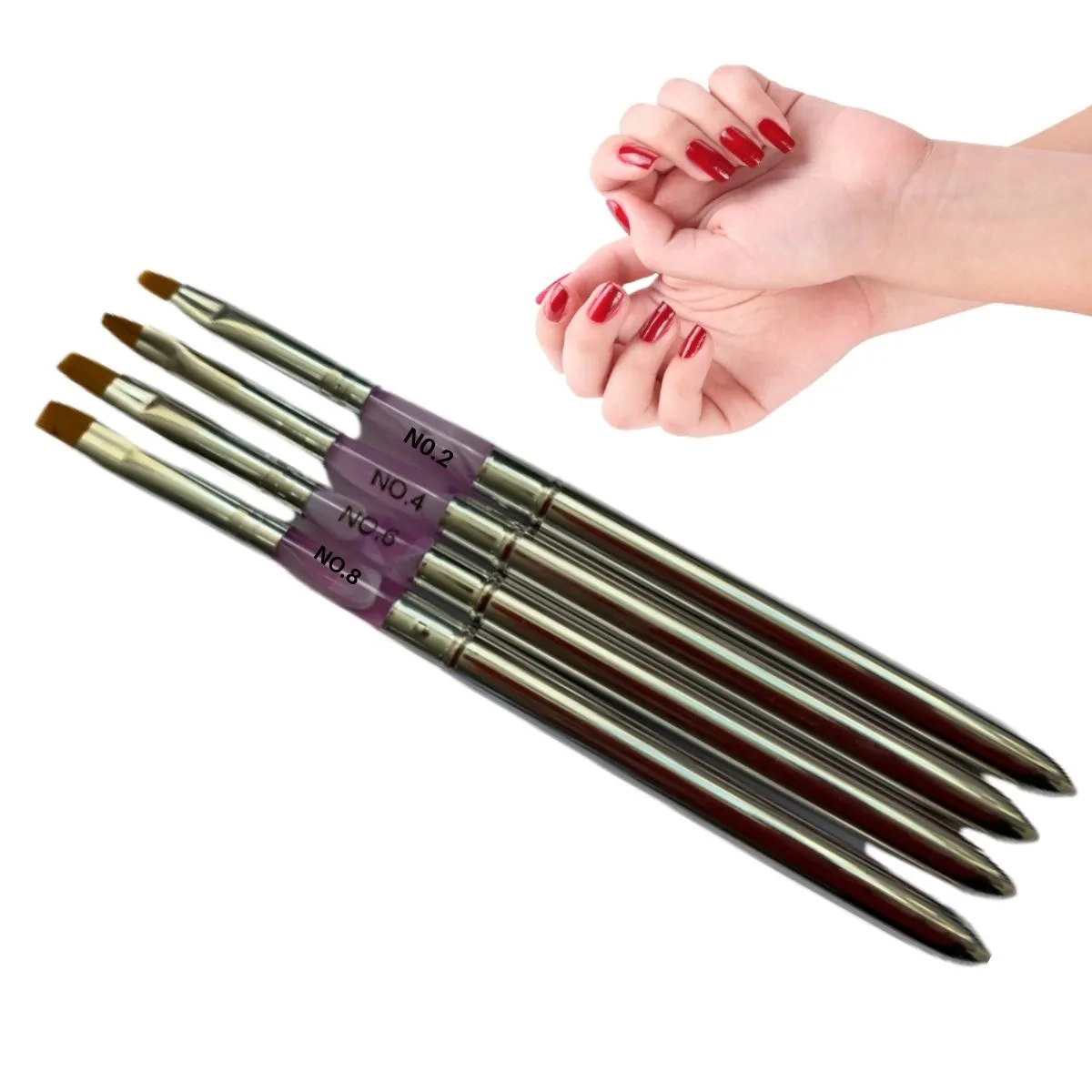 Pincel Para Unha Gel n° 2 Uv Led Acrigel Fibra Porcelana