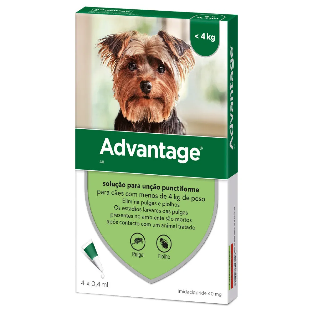 Advantage Cães até 4 Kg Pipetas 0,4ml x 4