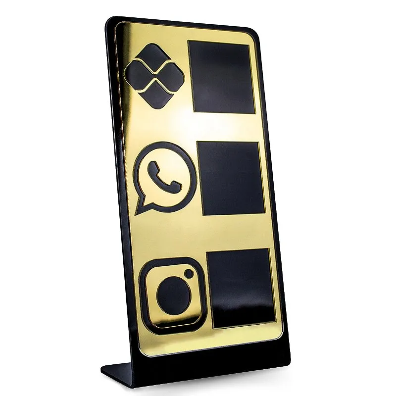 Placa Porta QR Code Vertical Pix WhatsApp Instagram Preto