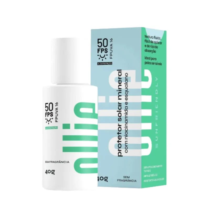 OLLIE Protetor Solar Mineral Fluido FPS 50 FPUVA 16
