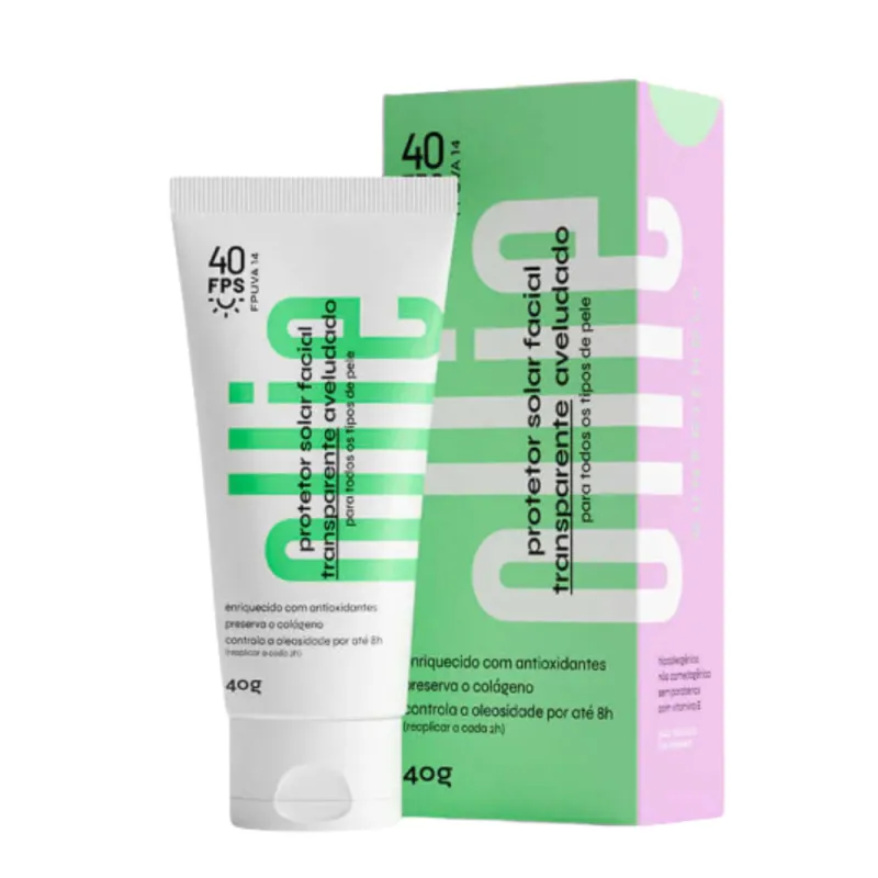 OLLIE Protetor Solar Transparente Aveludado FPS 40 40g