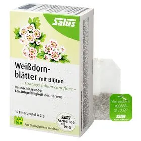 Salus Hawthorn Folhas com flores chá orgânico de ervas 15 PCs